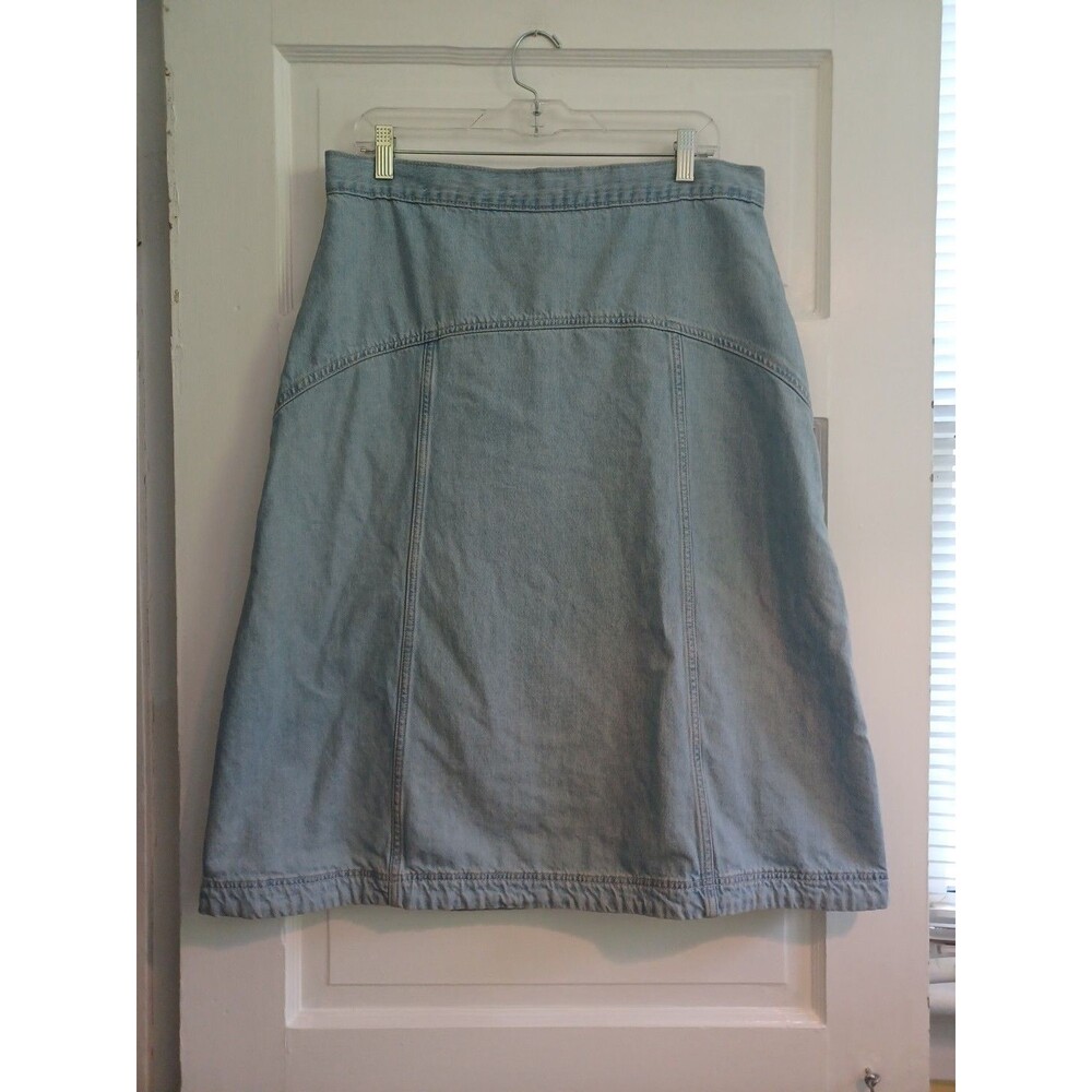 Old Navy Drapey light blue denim skirt 12 midi high rise classic beach Western